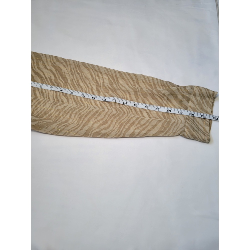 Chico's Women's Blouse Gold Accent Stripes Sheer Lightweight Tan Shirt Sz 3 - Picture 13 of 14